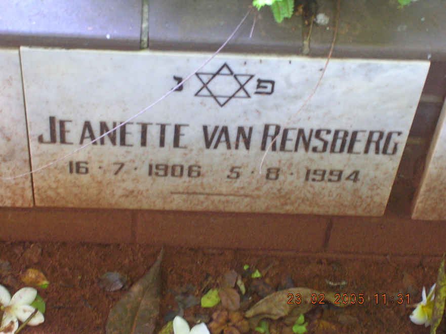 RENSBURG Jeanette, van 1906-1994