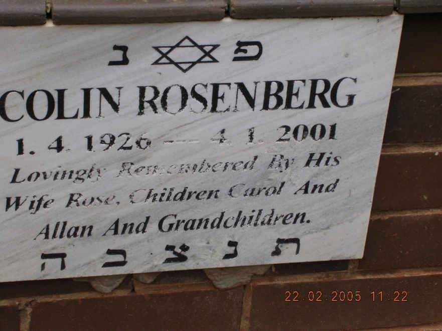 ROSENBERG Colin 1926-2001