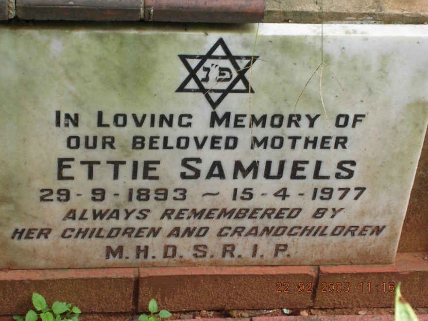 SAMUELS Ettie 1893-1977