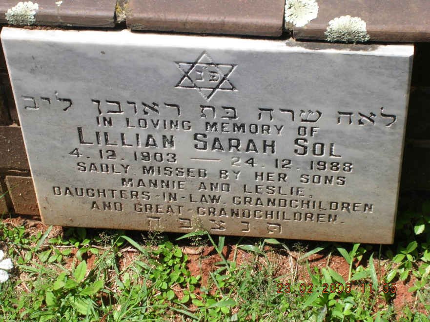 SOL Lillian Sarah 1903-1988