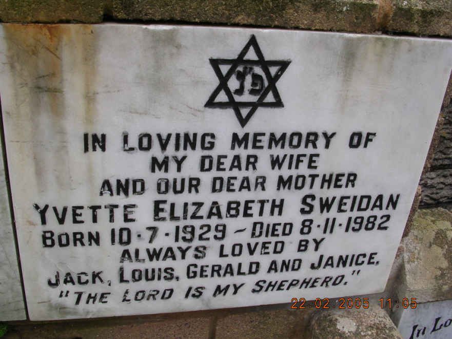 SWEIDAN Yvette Elizabeth 1929-1982