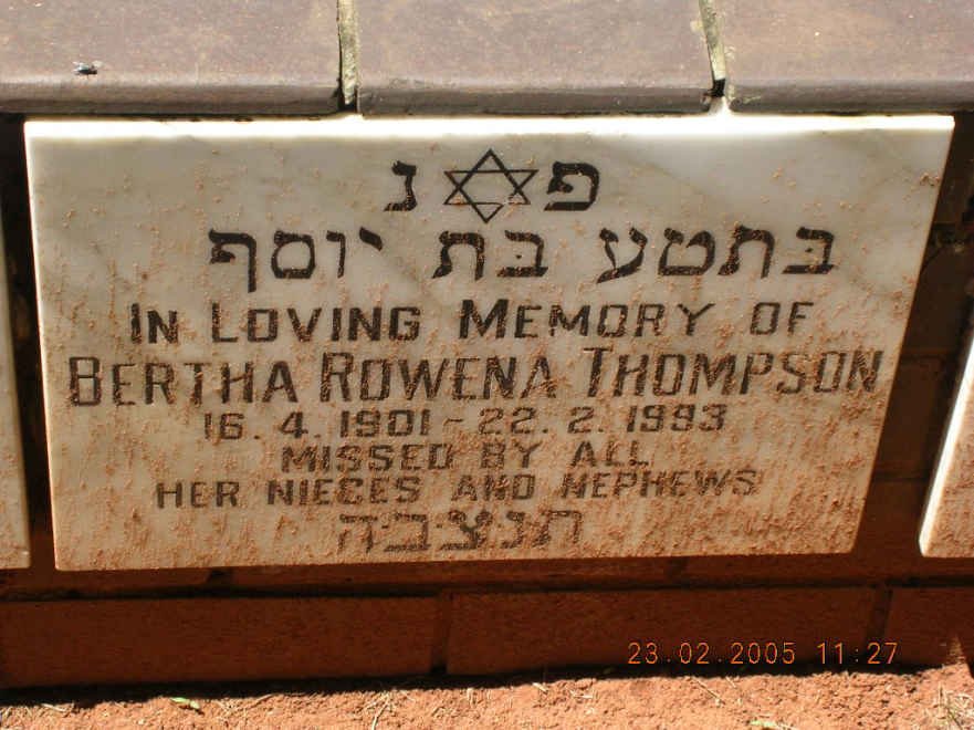 THOMPSON Bertha Rowena 1901-1993