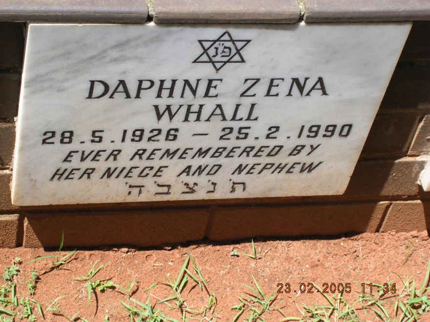 WHALL Daphne Zena 1926-1990