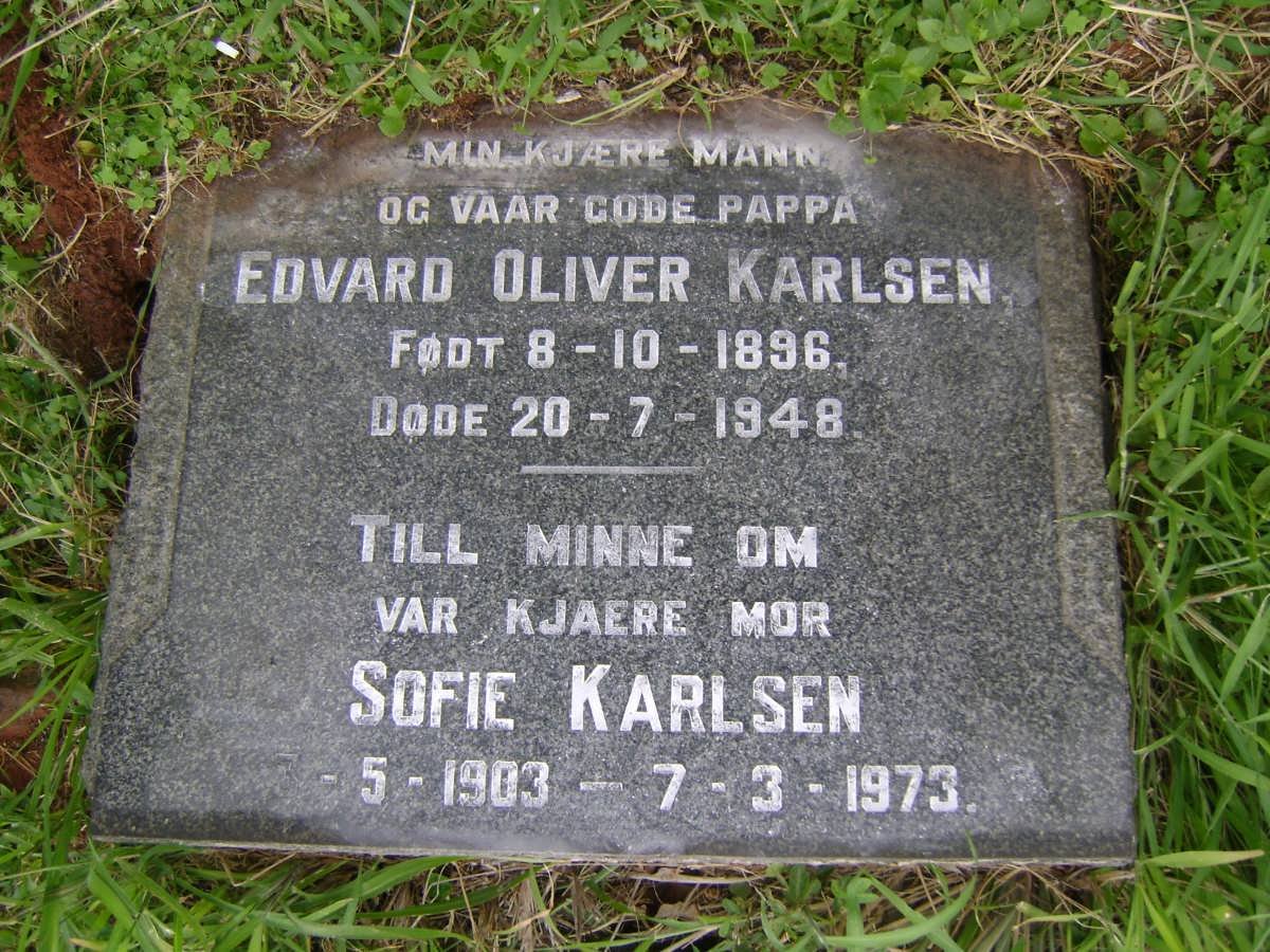 KARLSEN Edvard Oliver 1896-1948 &amp; Sofie 1903-1973