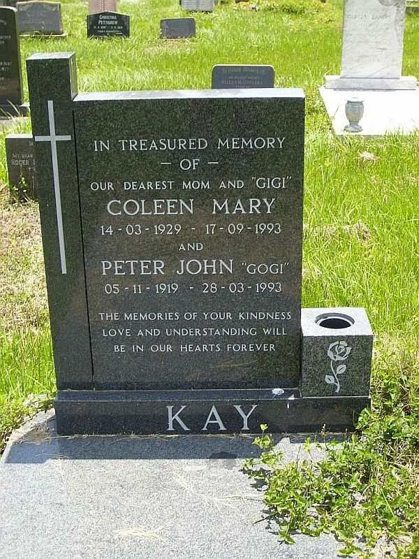 KAY Peter John 1919-1993 &amp; Colleen Mary 1929-1993