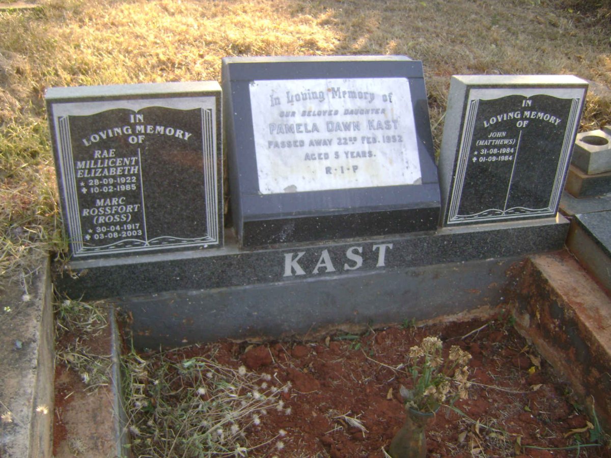 KAST Marc Rossfort 1917-2003 &amp; Rae Millicent Elizabeth 1922-1985 :: KAST Pamela Dawn -1952 :: KAST John, MATTHEWS 1984-1984