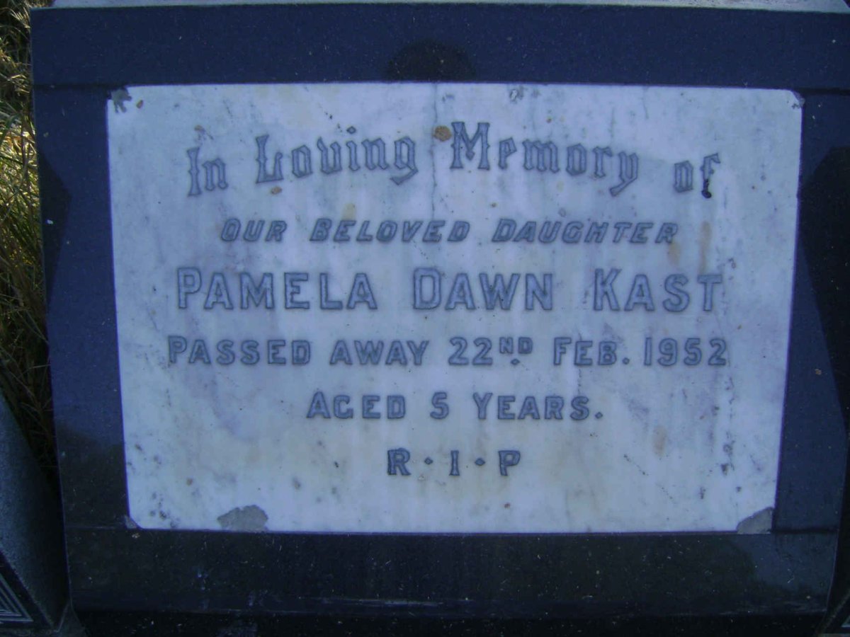 KAST Marc Rossfort 1917-2003 &amp; Rae Millicent Elizabeth 1922-1985 :: KAST Pamela Dawn -1952 :: KAST John, MATTHEWS 1984-1984