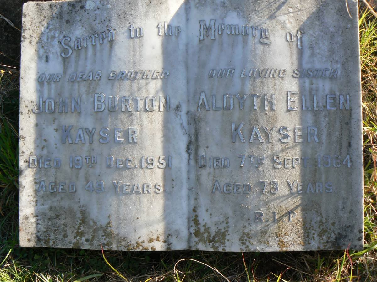 KAYSER John Burton -1951 &amp; Aloyth Ellen -1964