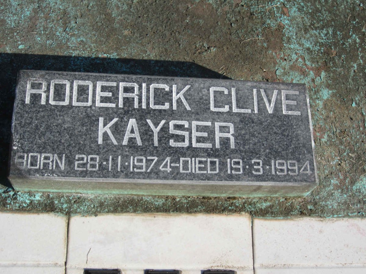 KAYSER Roderick Clive 1974-1994
