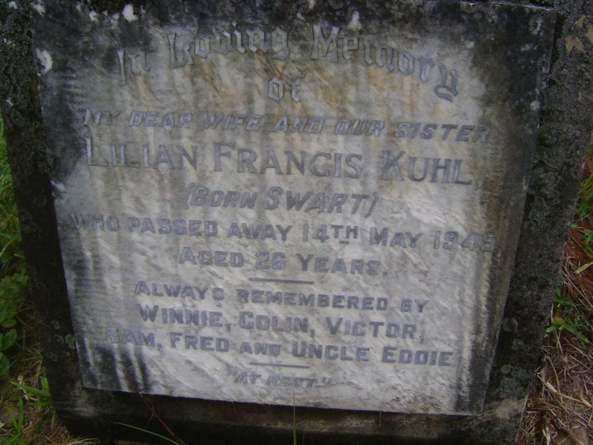 KUHL Lilian Francis nee SWART -1945