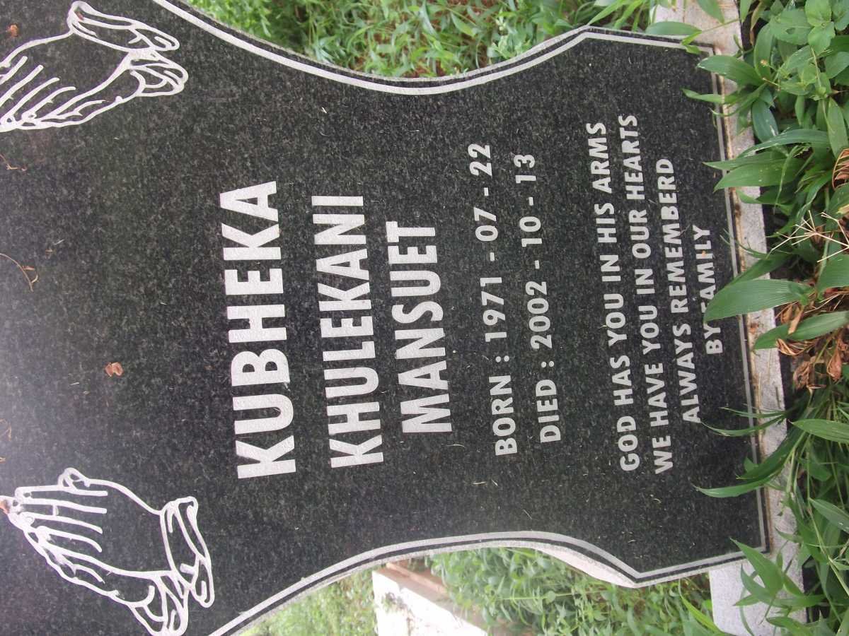 KUBHEKA Khulekani Mansuet 1971-2002