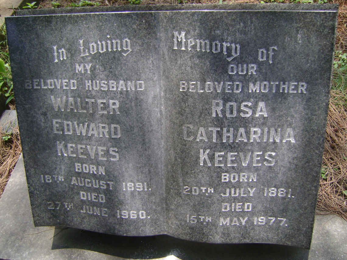 KEEVES Walter Edward 1891-1960 &amp; Rosa Catharina 1881-1977