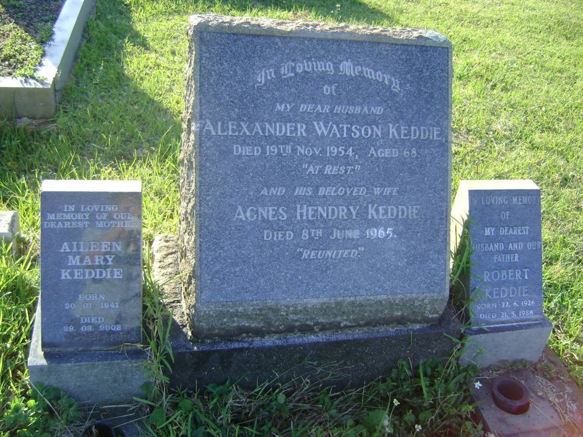 KEDDIE Alexander Watson -1954 &amp; Agnes Hendry -1965 :: KEDDIE Robert 1926-1988 &amp; Aileen Mary 1941-2002