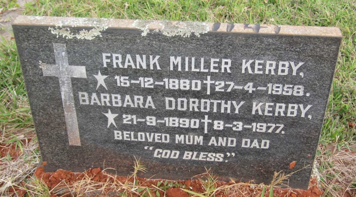 KERBY Frank Miller 1880-1958 &amp; Barbara Dorothy 1890-1977