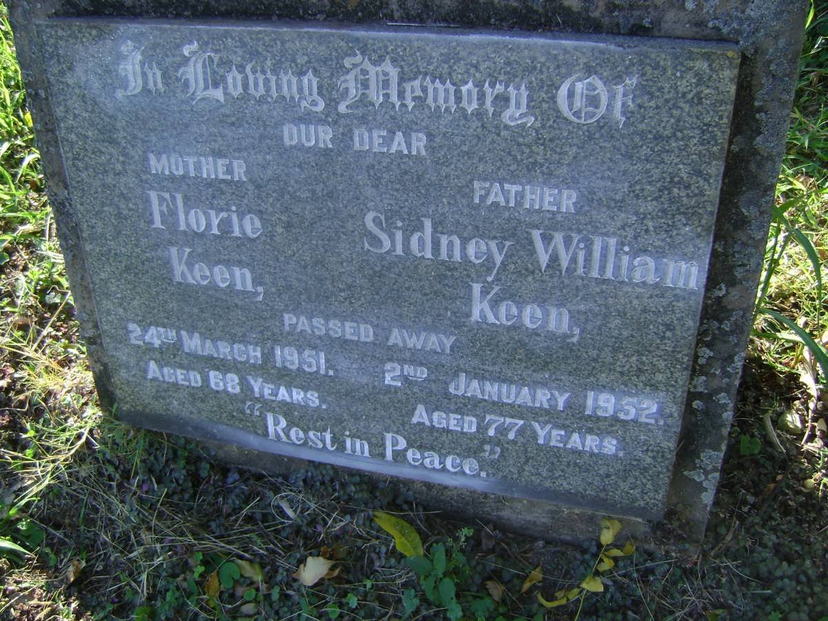 KEEN Sidney William -1952 &amp; Florrie -1951