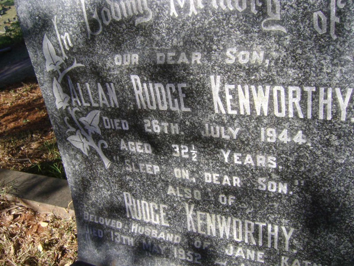KENWORTHY Rudge -1952 &amp; Kathleen -1956 :: KENWORTHY Vera Mabel -1969 :: KENWORTHY Allan Rudge -1944