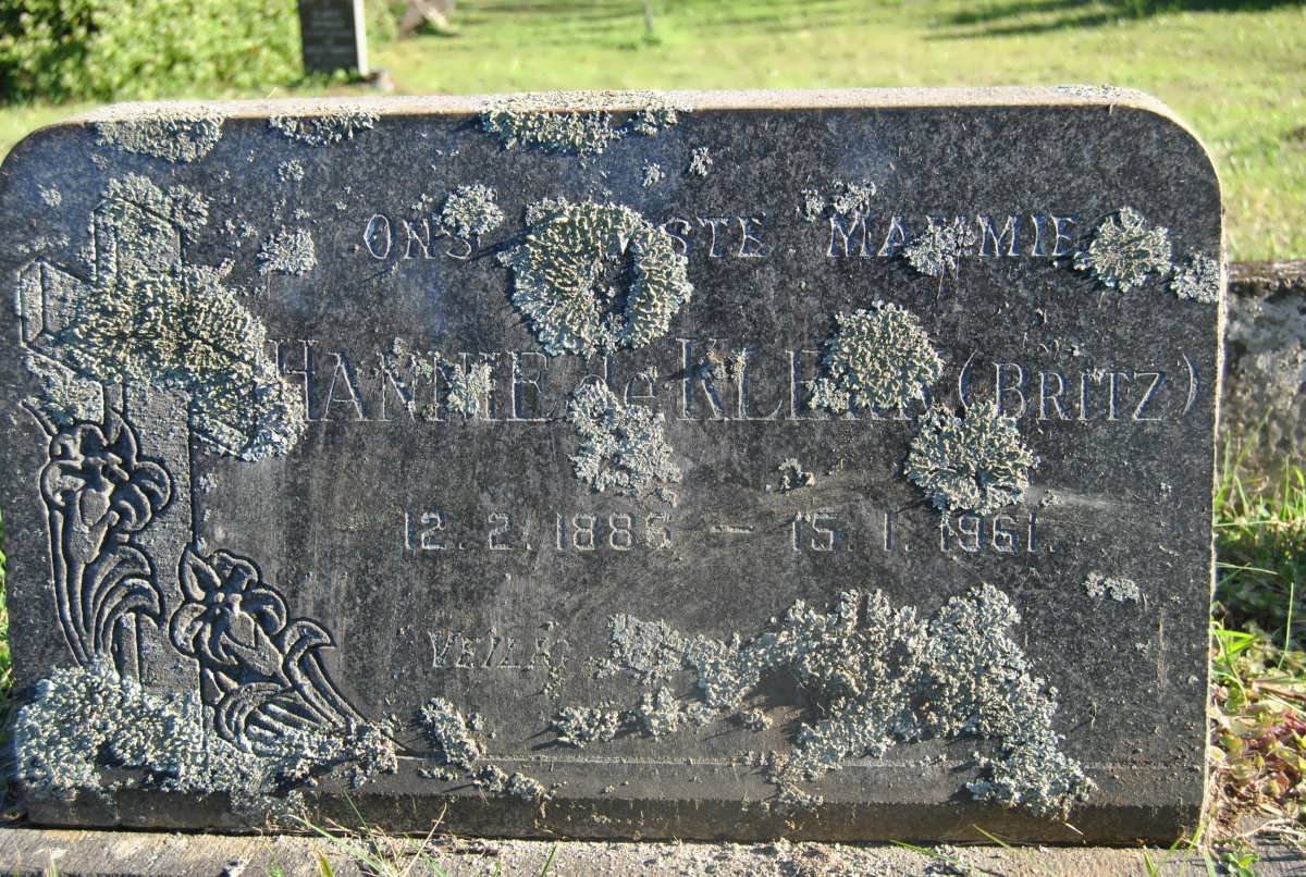 KLERK Hannie, de nee BRITZ 1886-1961