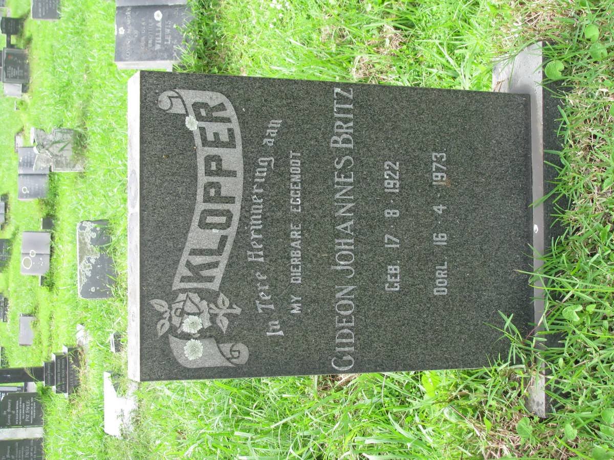 KLOPPER Gideon Johannes Britz 1922-1973