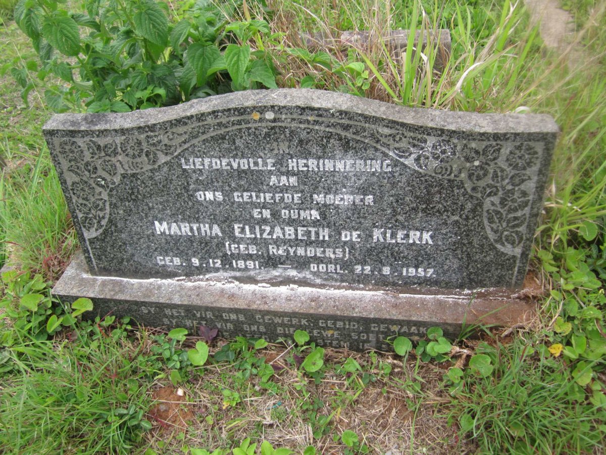 KLERK Martha Elizabeth, de nee REYNDERS 1891-1957
