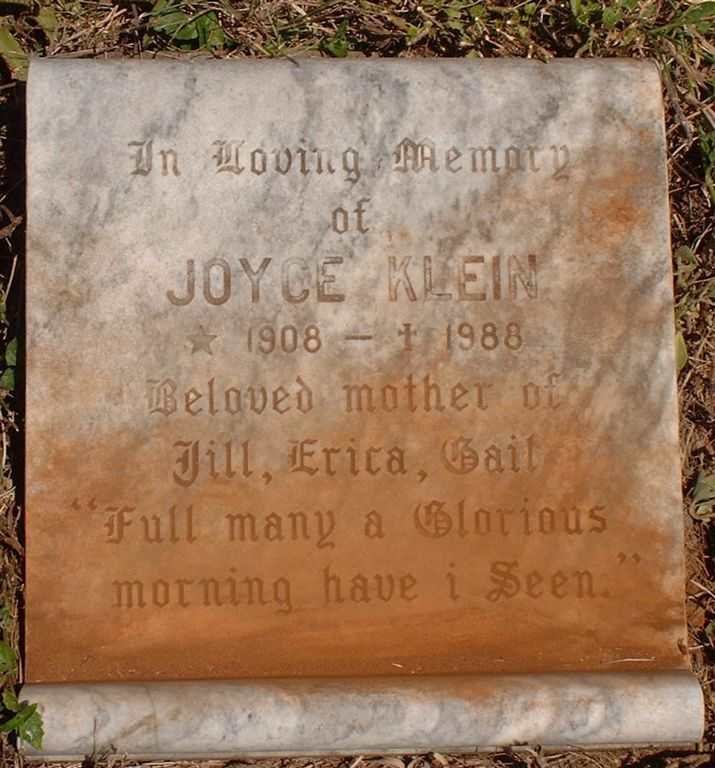 KLEIN Joyce née STOW 1908-1988