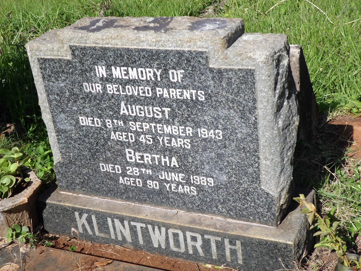 KLINTWORTH August -1943 &amp; Bertha -1989