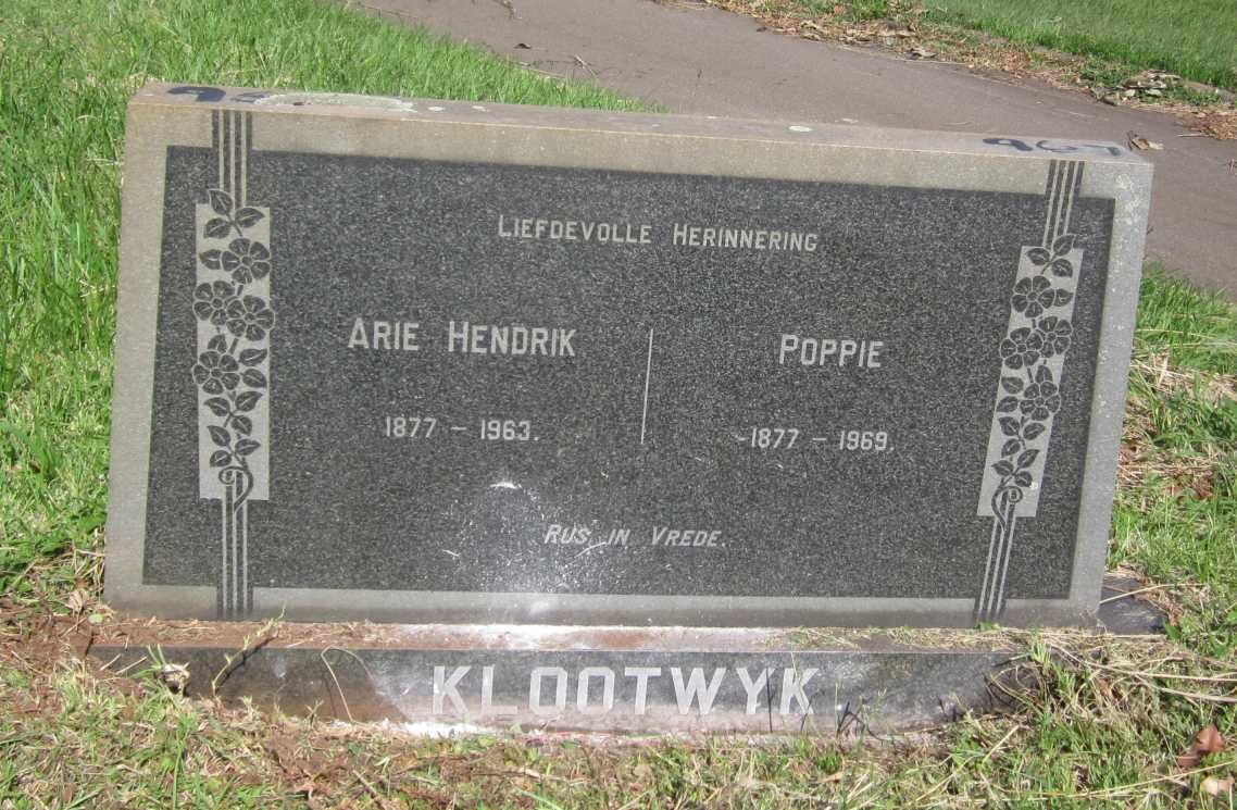 KLOOTWYK Arie Hendrik 1877-1963 &amp; Poppie 1877 -1969