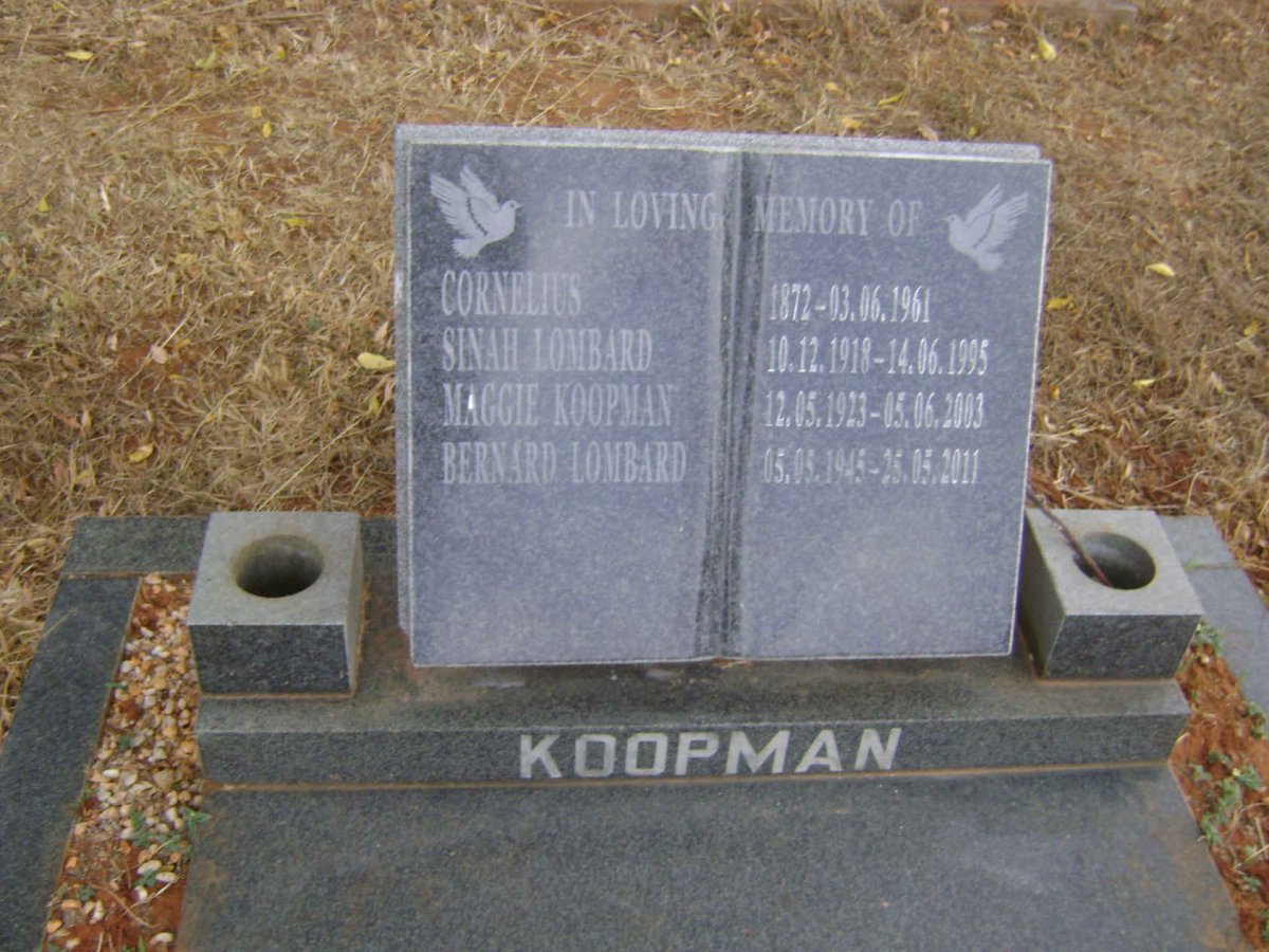 KOOPMAN Cornelius 1872-1961 :: LOMBARD Sinah 1918-1995 :: KOOPMAN Maggie 1923-2003 :: LOMBARD Bernard 1945-2011