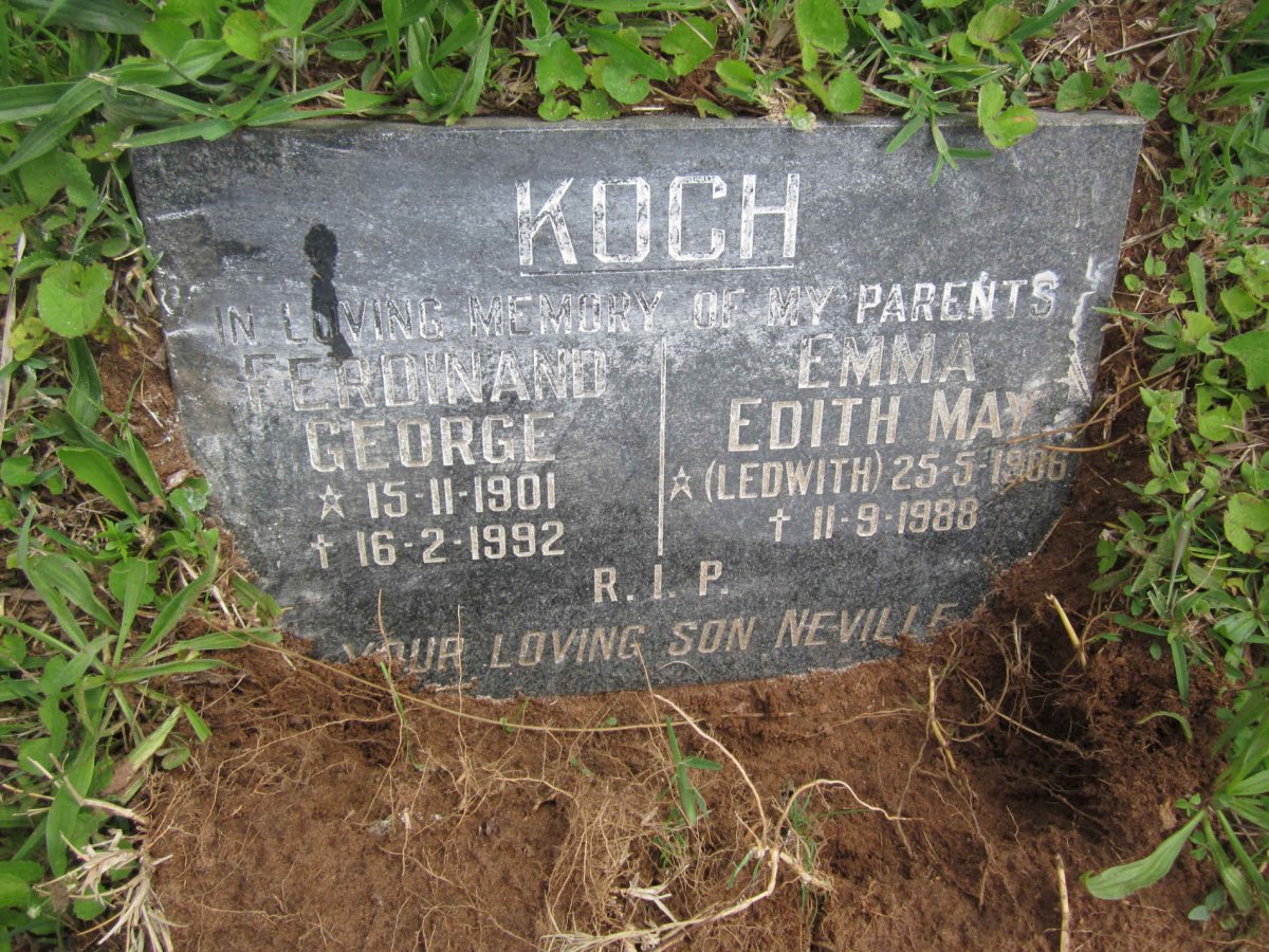 KOCH Ferdinand George 1901-1992 &amp; Emma Edith May LEDWITH 1906-1988