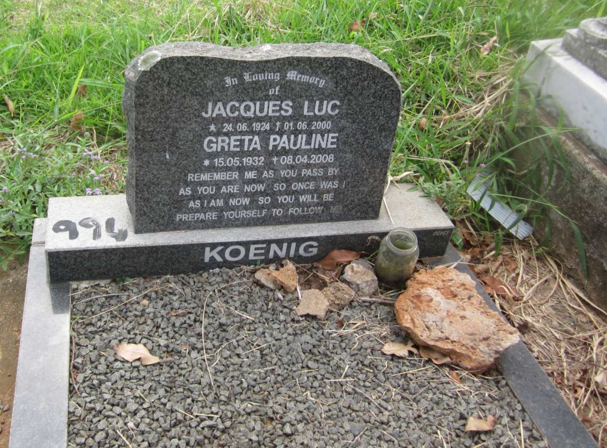 KOENIG Jacques Luc 1924-2000 &amp; Greta Pauline 1932-2008
