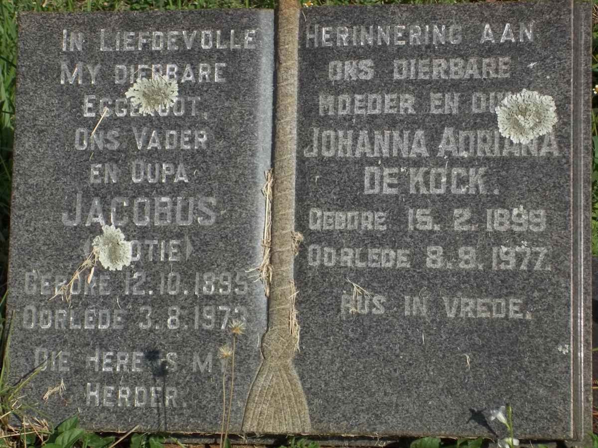 KOCK Jacobus, de 1895-1973 &amp; Johanna Adriana 1899-1977