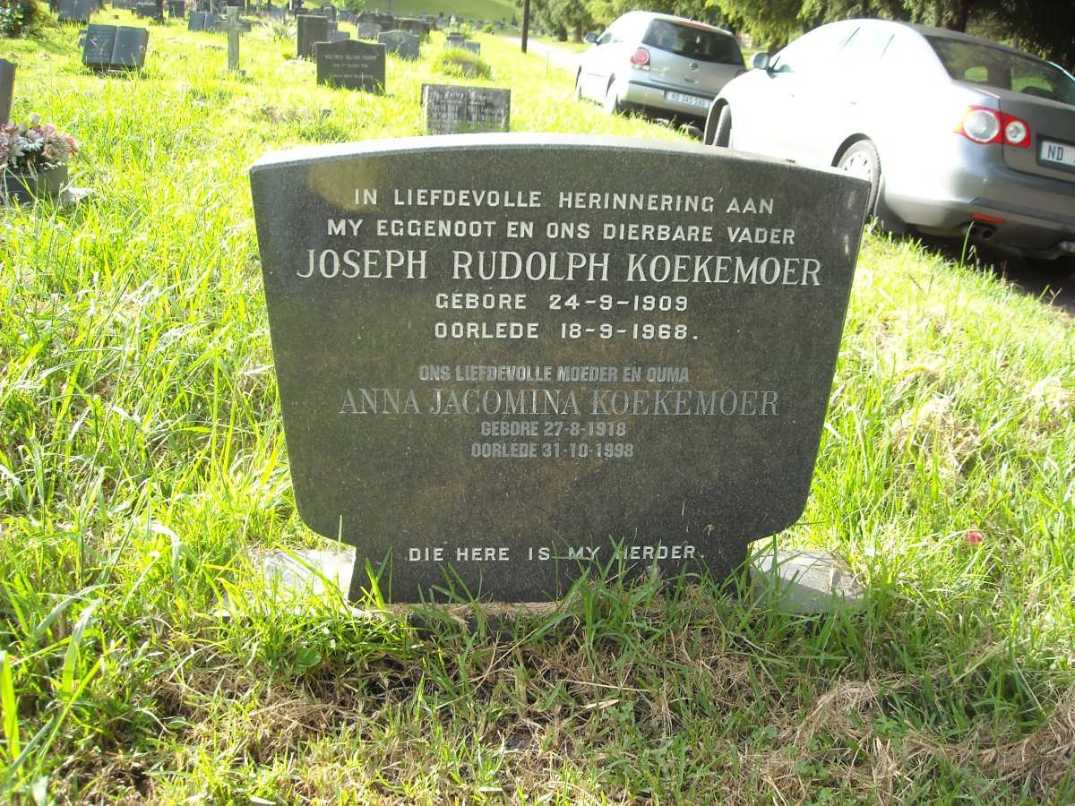 KOEKEMOER Joseph Rudolph 1909-1968 &amp; Anna Jacomina 1918-1998