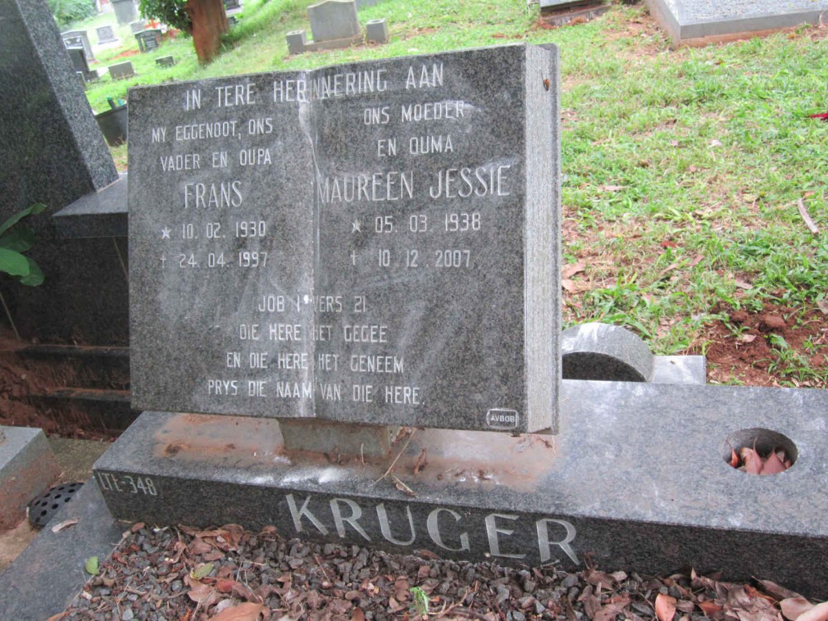 KRUGER Frans 1930-1997 &amp; Maureen Jessie 1938-2007