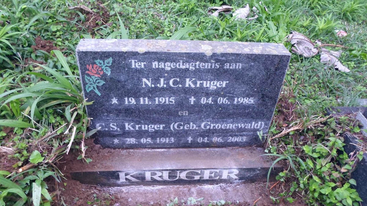 KRUGER N.J.C. 1915-1985 &amp; C.S. GROENEWALD 1913-2003