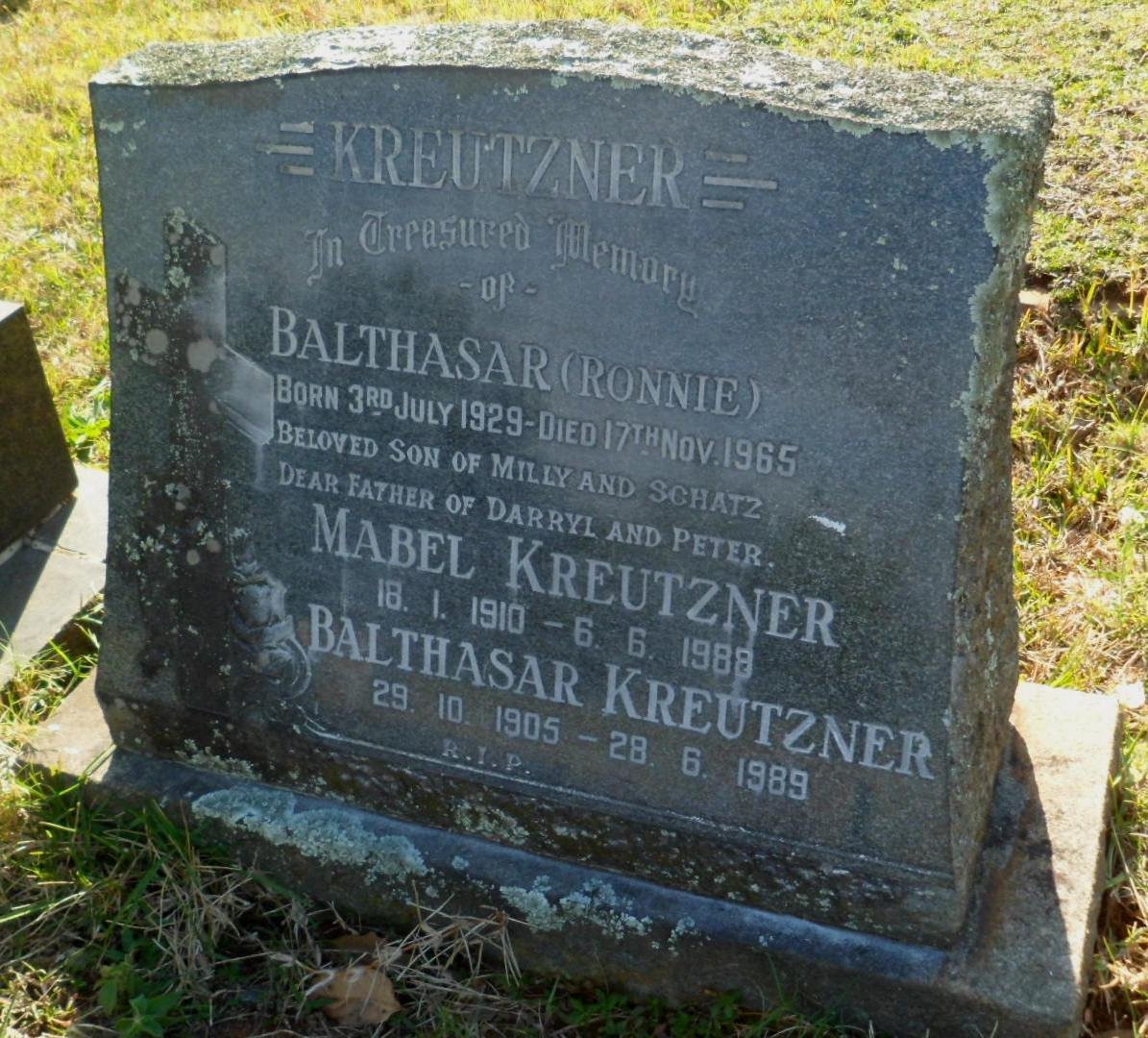 KREUTZNER Balthasar 1929-1965 :: KREUTZNER Mabel 1910-1988 :: KREUTZNER Balthasar 1905-1989