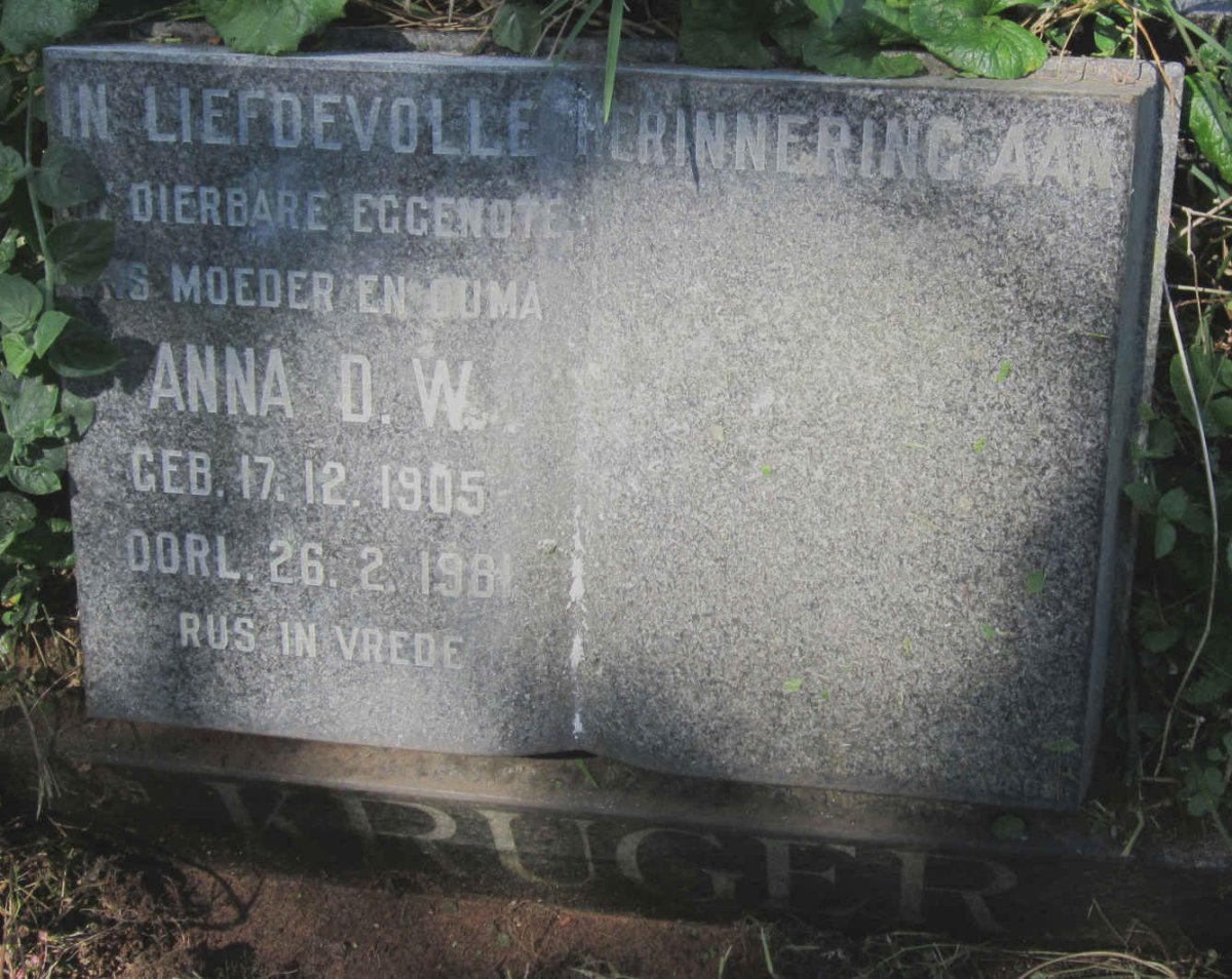 KRUGER Anna D.W. 1905-1981