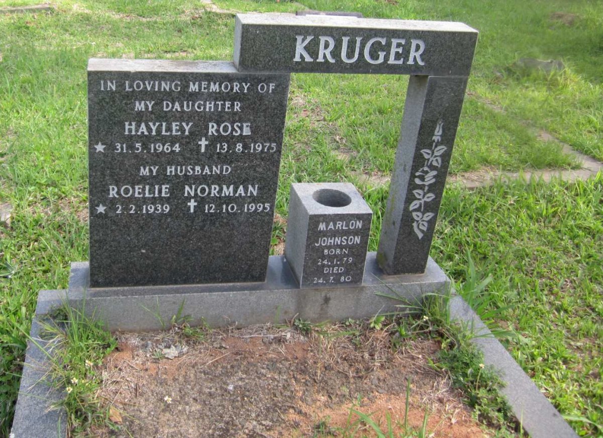 KRUGER Roelie Norman 1939-1995 :: KRUGER Hayley Rose 1964-1975 :: JOHNSON Marlon 1979-1980
