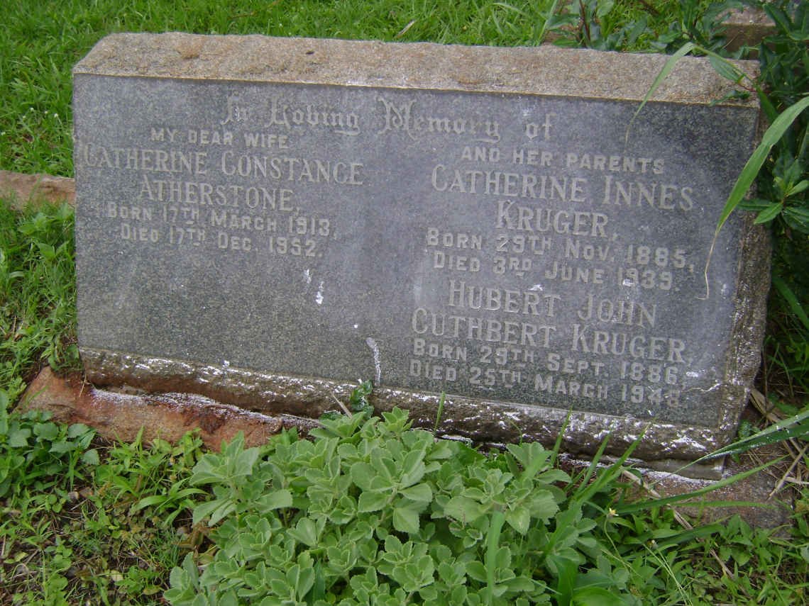 KRUGER Hubert John Cuthbert 1886-1948 &amp; Catherine Innes 1885-1939 :: ATHERSTONE Catherine Constance 1913-1952