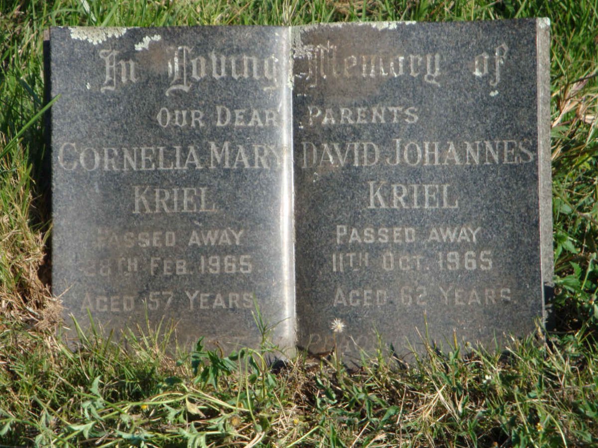 KRIEL David Johannes -1965 &amp; Cornelia Mary -1965