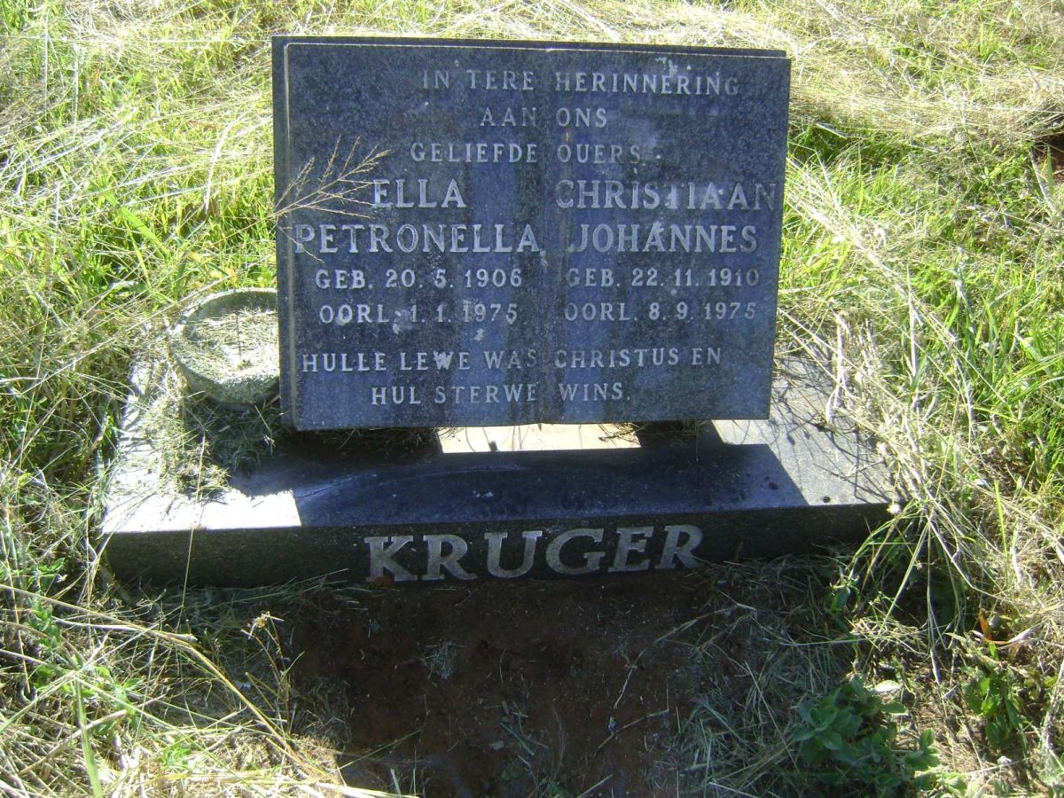 KRUGER Christiaan Johannes 1910-1975 &amp; Ella Petronella 1906-1975
