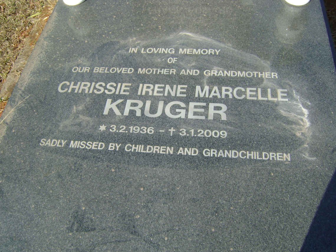 KRUGER Frank Edward 1935-2004 &amp; Chrissie Irene Marcelle 1936-2009