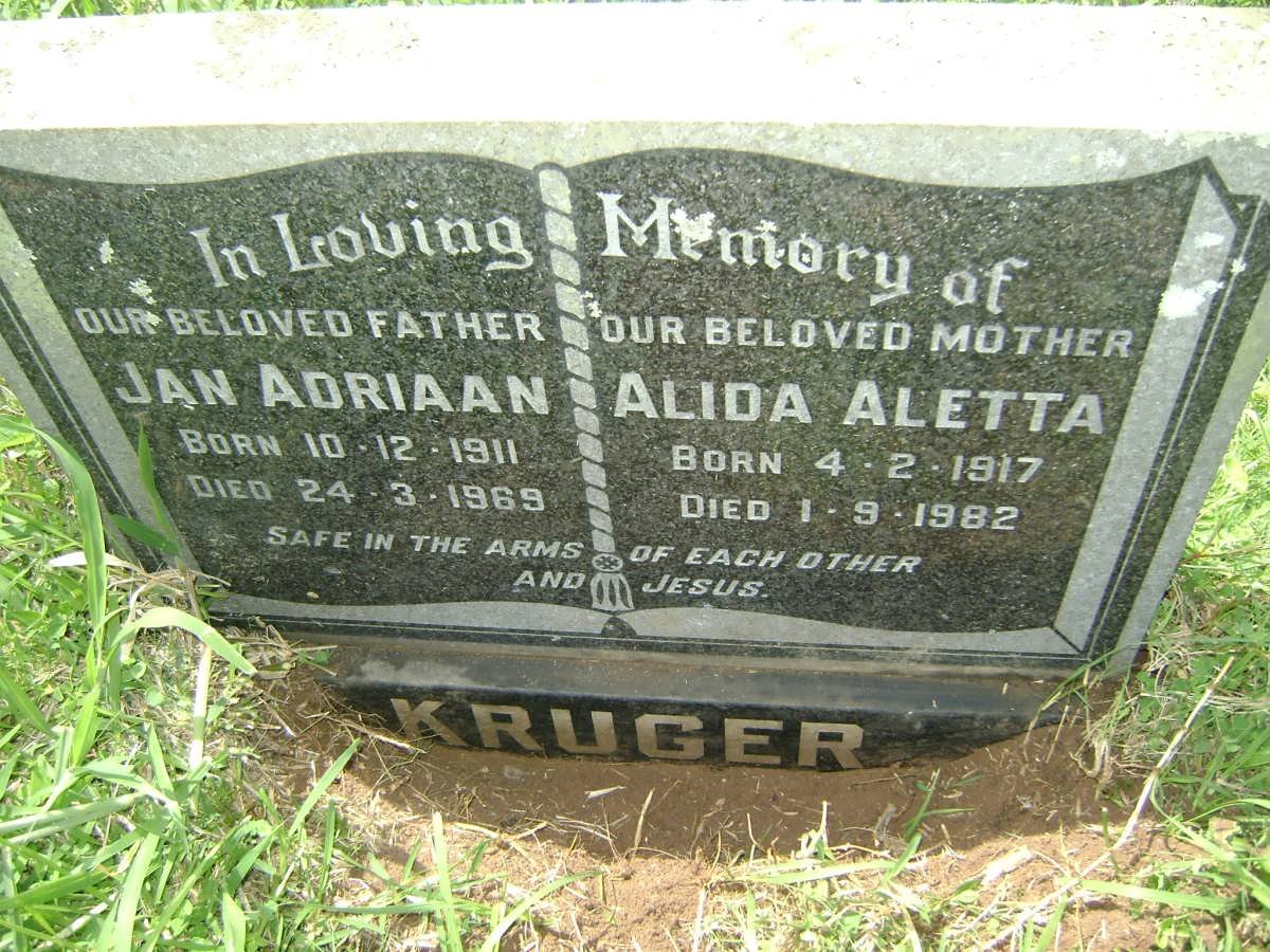 KRUGER Jan Adriaan 1911-1969 &amp; Alida Aletta 1917-1982