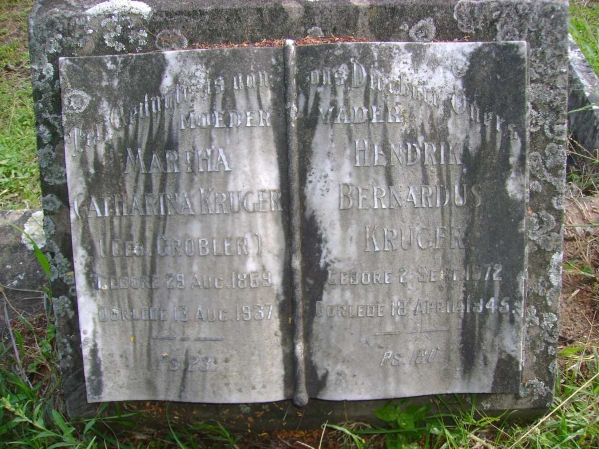 KRUGER Hendrik Bernadus 1872-1945 &amp; Martha Catharina 1869-1937