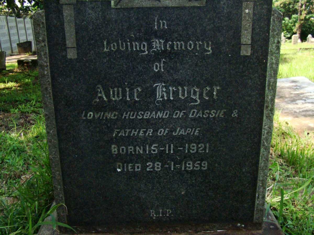 KRUGER Awie 1921-1959