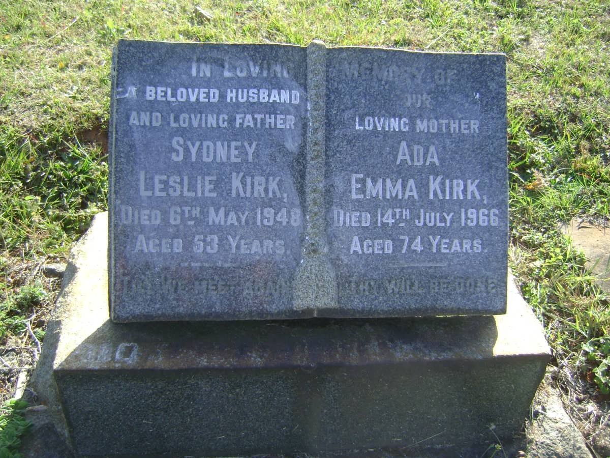 KIRK Sydney Leslie -1948 &amp; Ada Emma -1966
