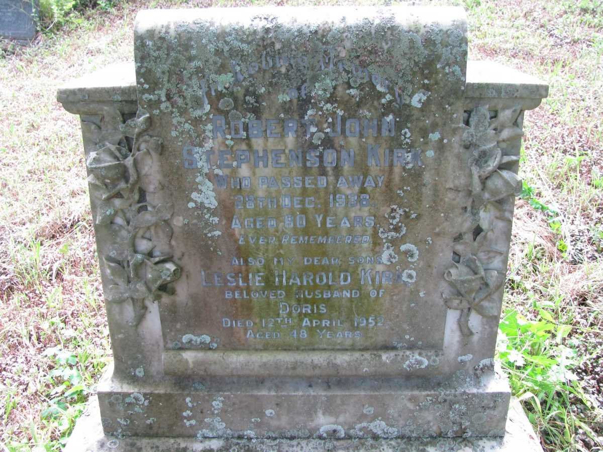 KIRK Reginald Vivian -1969 &amp; May Isabel 1882-1978 :: KIRK Robert John Stephenson -1938 :: Leslie Harold -1952