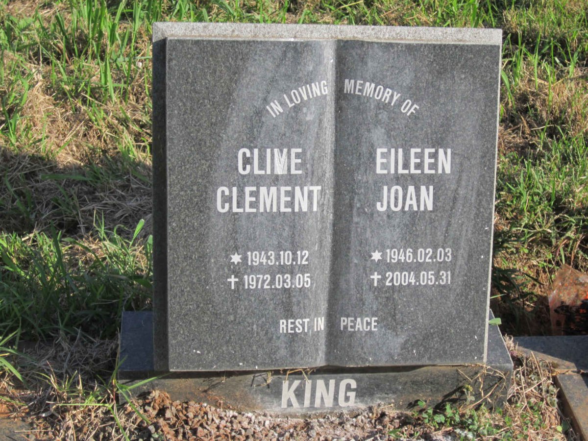 KING Clive Clement 1943-1972 &amp; Eileen Joan 1946-2004