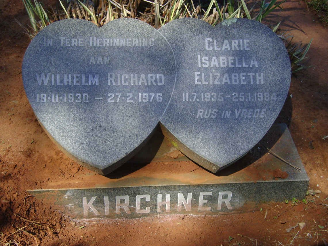 KIRCHNER William Richard 1930-1976 &amp; Clarie Isabella Elizabeth 1935-1984