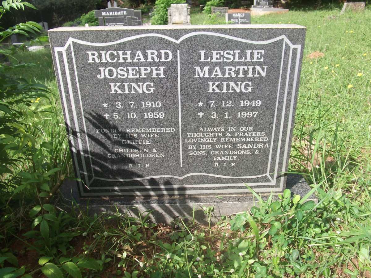 KING Richard Joseph 1910-1959 :: KING Leslie Martin 1949-1997