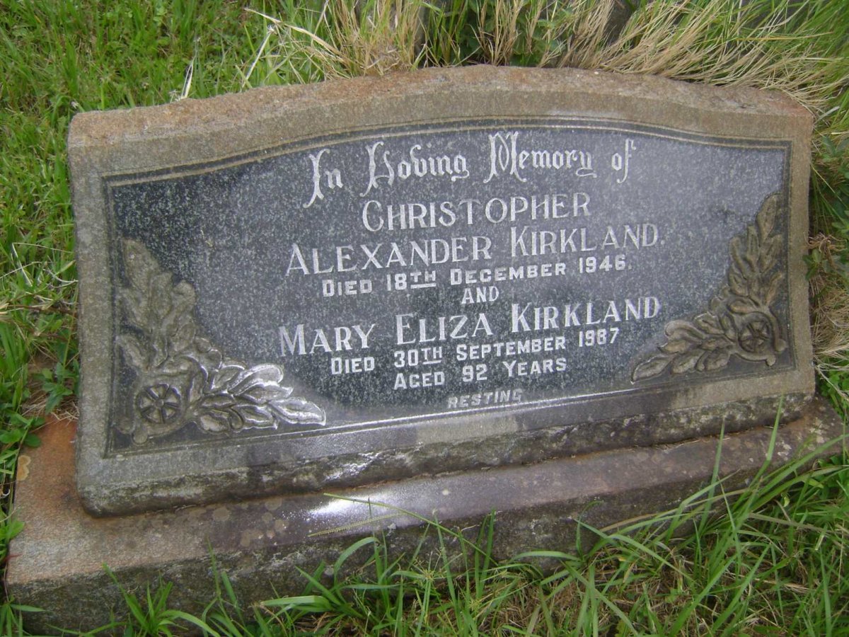 KIRKLAND Christopher Alexander -1946 &amp; Mary Eliza -1987 :: KIRKLAND Hugh -1965