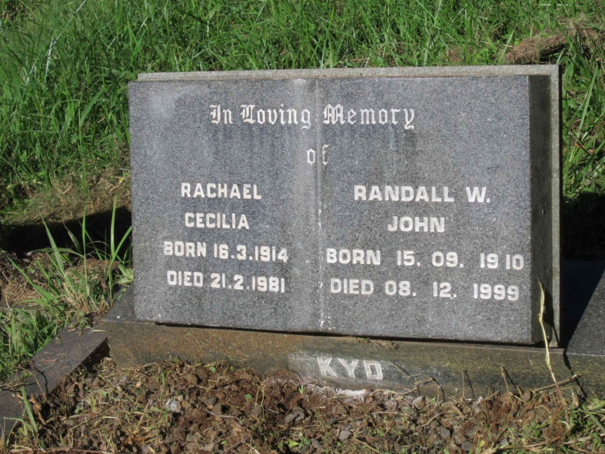 KYD Randall W. John 1910-1999 &amp; Rachel Cecilia 1914-1981